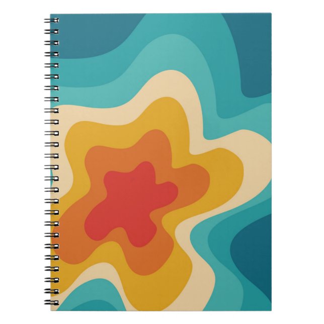 Colourful retro style swirl design notebook (Front)