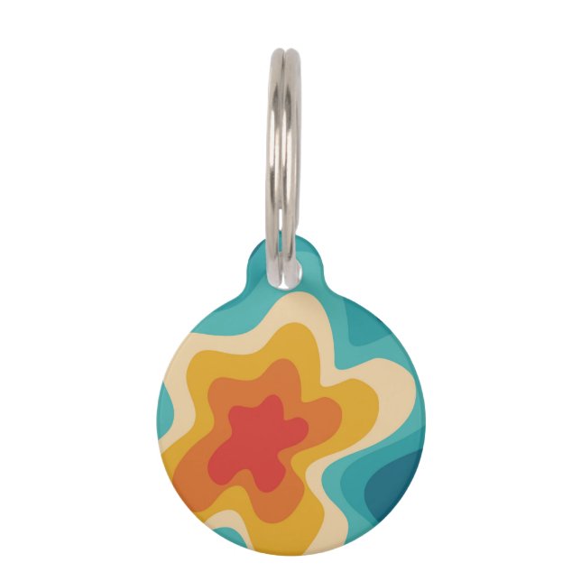 Colourful retro style swirl design pet tag (Front)