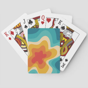 Colourful retro style swirl design playing cards
