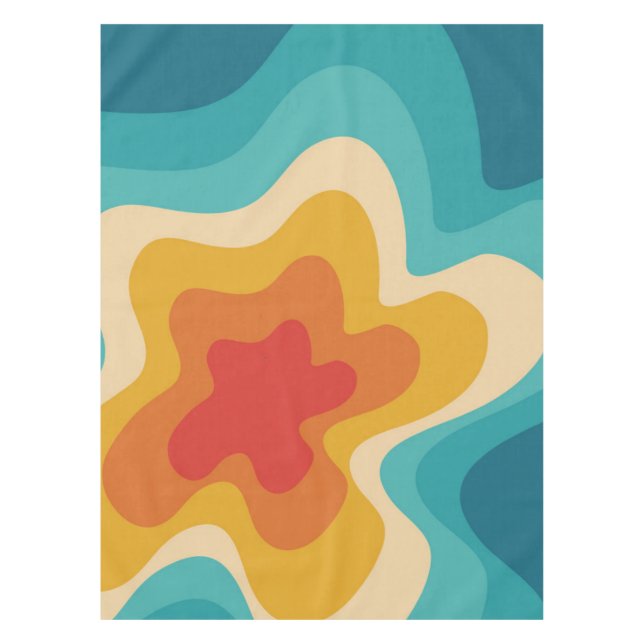 Colourful retro style swirl design tablecloth (Front)