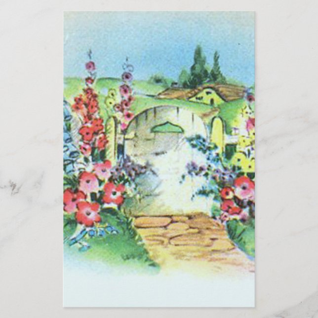 Colourful Retro Style Vintage Country Flower Garde (Front)