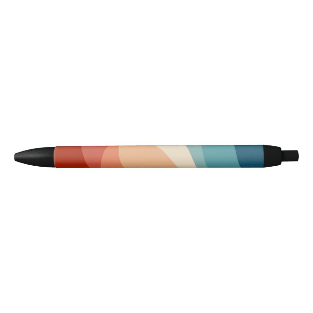 Colourful retro style waves decoration black ink pen (Front)