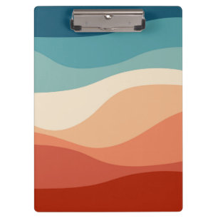 Colourful retro style waves decoration clipboard