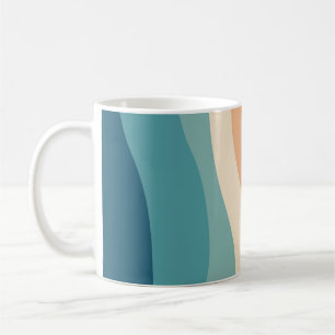 Colourful retro style waves decoration coffee mug