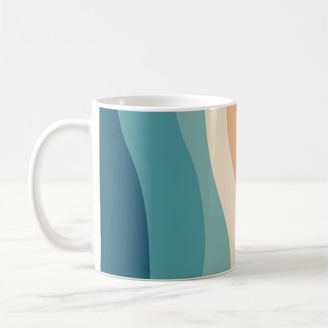 Colourful retro style waves decoration coffee mug (Left)