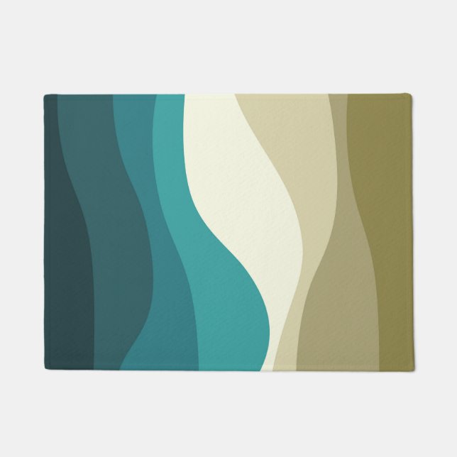 Colourful retro style waves decoration doormat (Front)