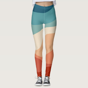 Colourful retro style waves decoration leggings