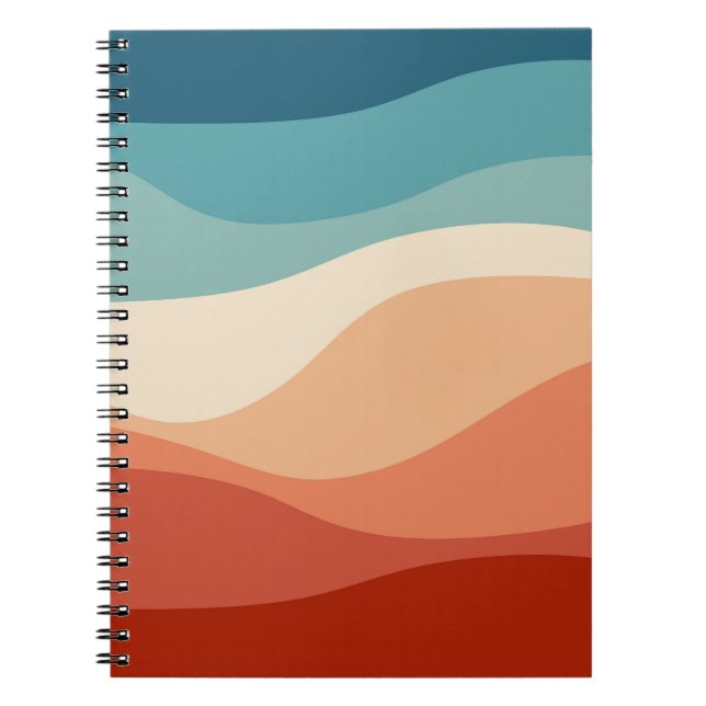 Colourful retro style waves decoration notebook (Front)