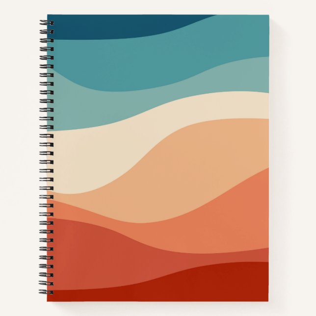 Colourful retro style waves decoration notebook (Front)