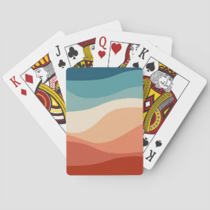 Colourful retro style waves decoration playing cards