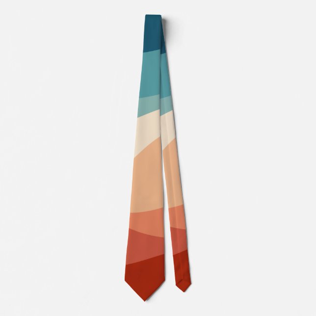 Colourful retro style waves decoration tie (Front)