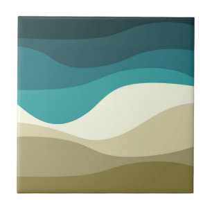 Colourful retro style waves decoration tile