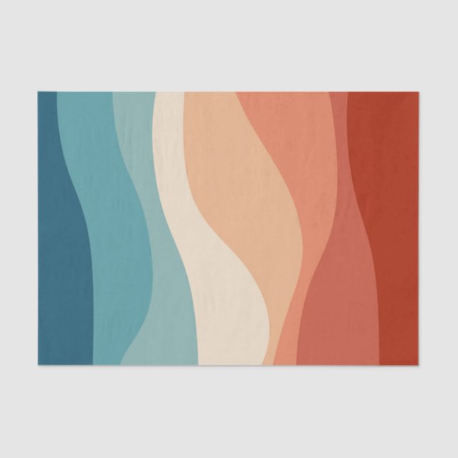 Colourful retro style waves decoration tissue paper (Front)