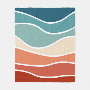 Colourful retro style waves fleece blanket