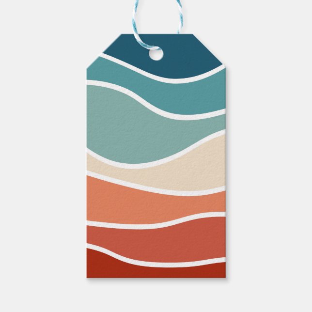 Colourful retro style waves gift tags (Front)