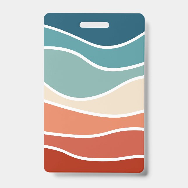 Colourful retro style waves ID badge (Front)