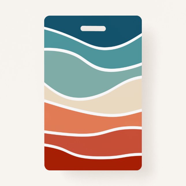 Colourful retro style waves ID badge (Front)
