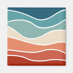 Colourful retro style waves magnet