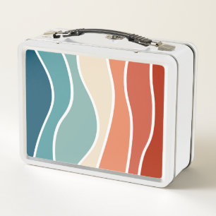 Colourful retro style waves metal lunch box