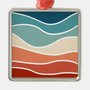 Colourful retro style waves metal tree decoration