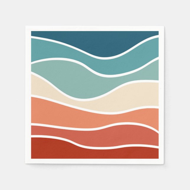 Colourful retro style waves napkin (Front)