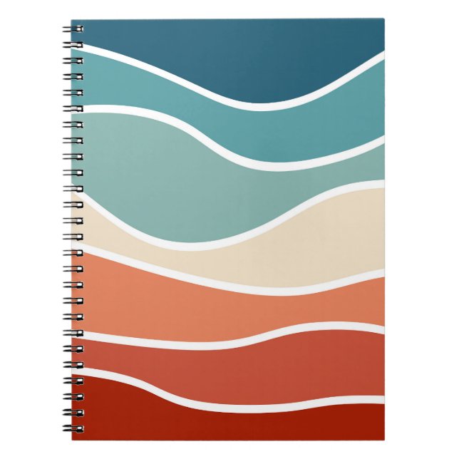 Colourful retro style waves notebook (Front)