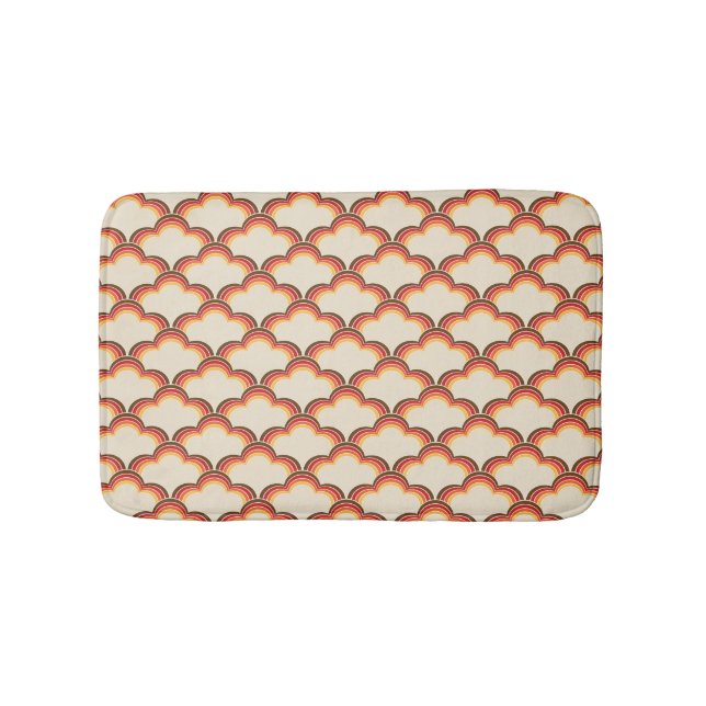 Colourful retro style waves pattern bath mat (Front)