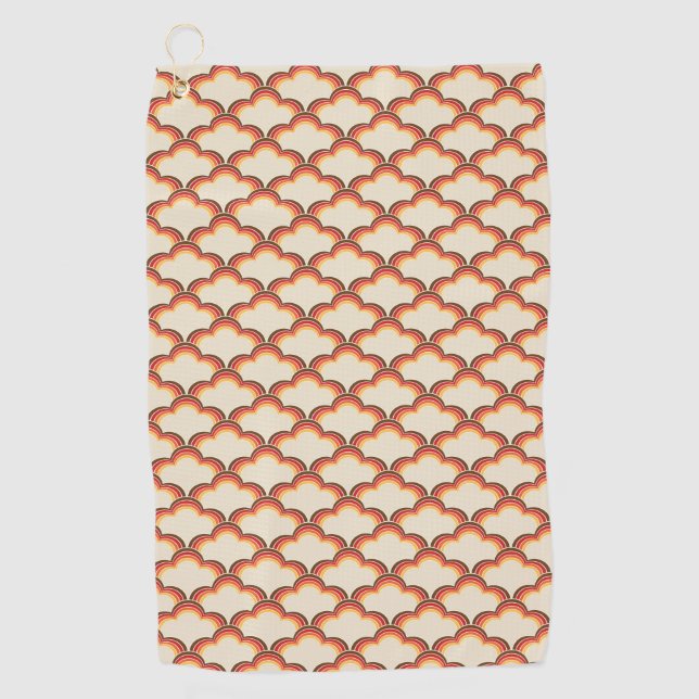 Colourful retro style waves pattern golf towel (Front)