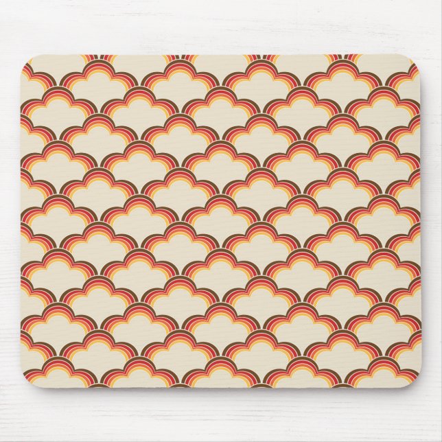 Colourful retro style waves pattern mouse pad (Front)