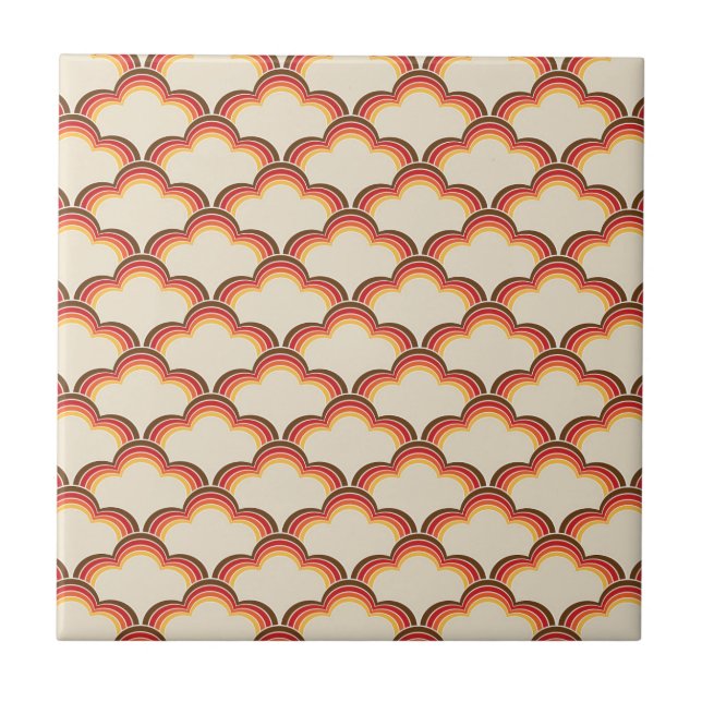 Colourful retro style waves pattern tile (Front)