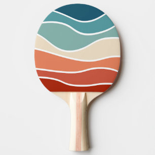 Colourful retro style waves ping pong paddle