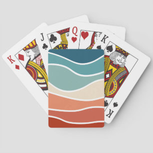 Colourful retro style waves playing cards