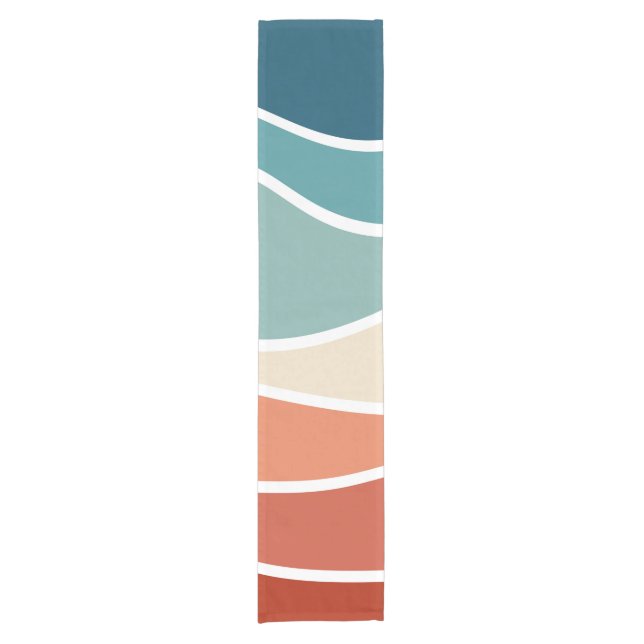 Colourful retro style waves short table runner (Front)