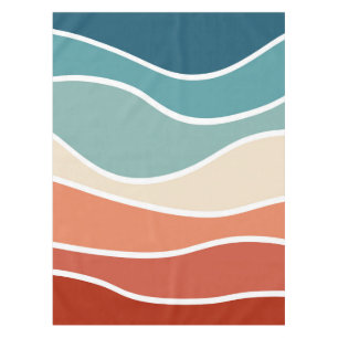 Colourful retro style waves tablecloth
