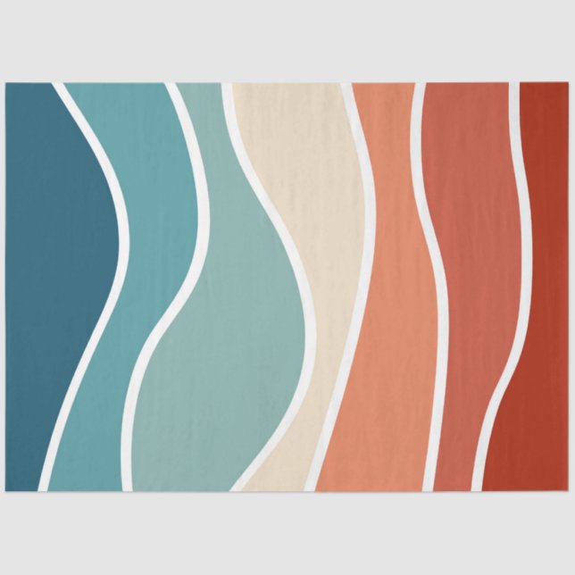 Colourful retro style waves tissue paper (Front)