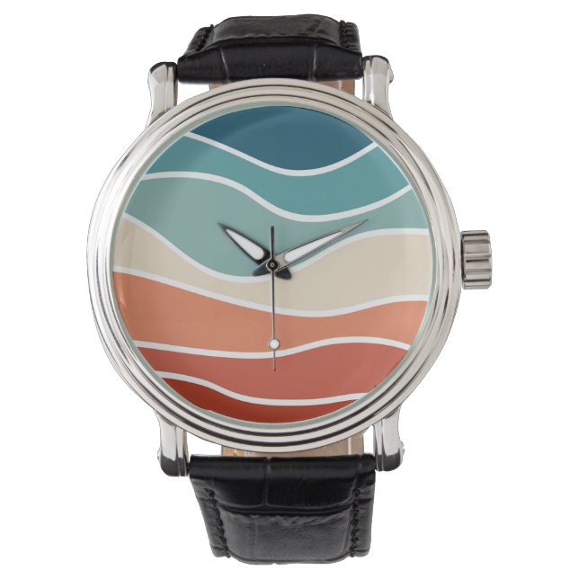 Colourful retro style waves watch (Front)