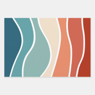 Colourful retro style waves wrapping paper sheet