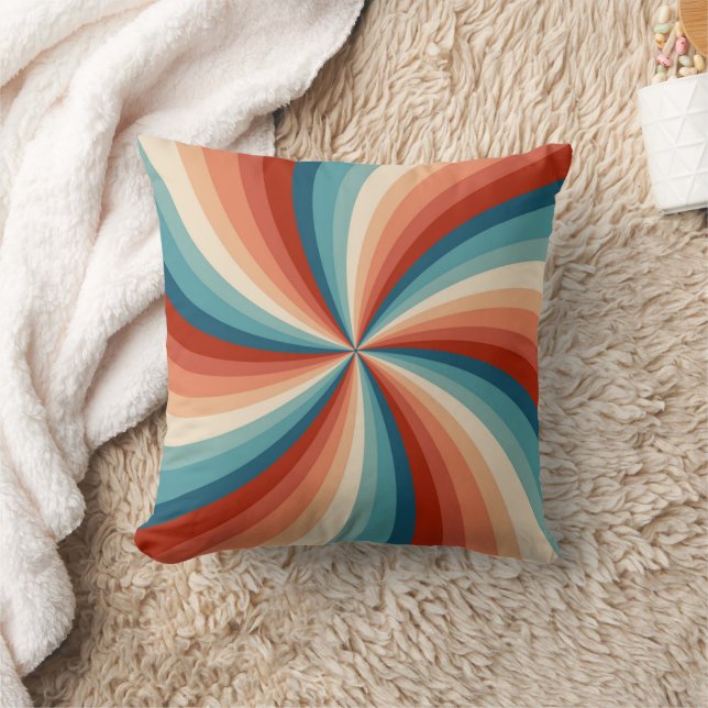 Colourful retro style wavy sun rays cushion (Blanket)