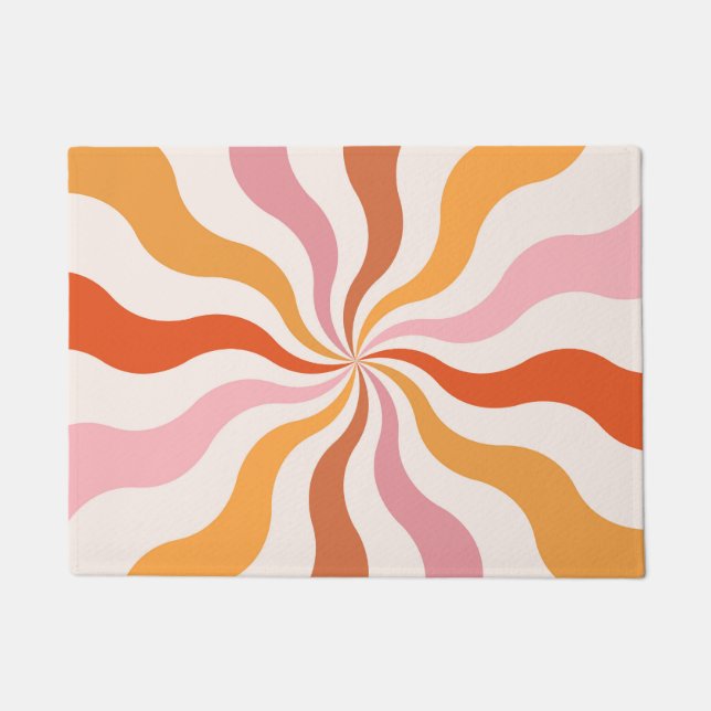 Colourful retro style wavy sun rays  doormat (Front)