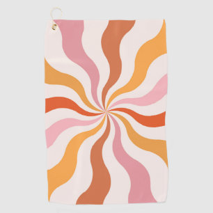 Colourful retro style wavy sun rays  golf towel
