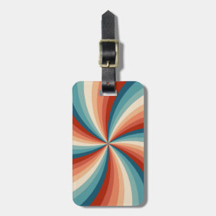 Colourful retro style wavy sun rays luggage tag