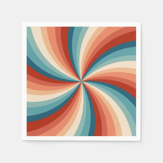 Colourful retro style wavy sun rays napkin (Front)