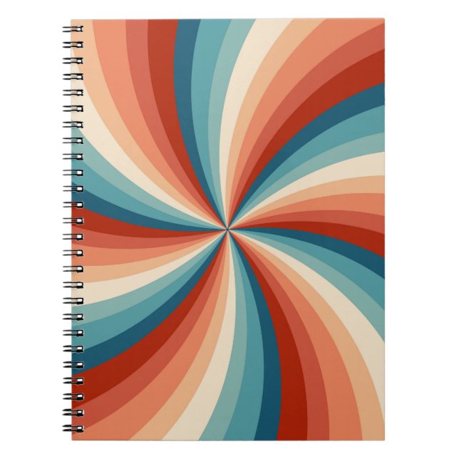Colourful retro style wavy sun rays notebook (Front)