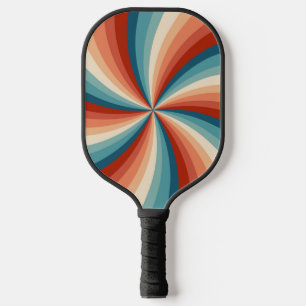 Colourful retro style wavy sun rays pickleball paddle