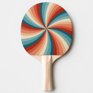 Colourful retro style wavy sun rays ping pong paddle