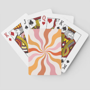 Colourful retro style wavy sun rays playing cards