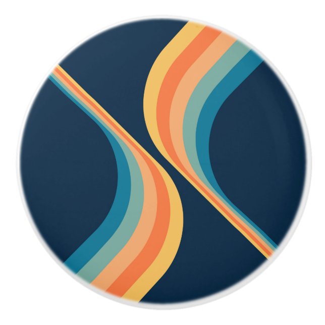 Colourful retro style wings design  ceramic knob (Front)