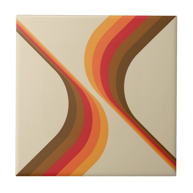 Colourful retro style wings design  tile (Front)