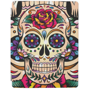 Colourful Retro Sugar Skull Flowers & Roses iPad Smart Cover