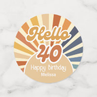 Colourful Retro Sun Groovy Wave Hello 40th Birthda
